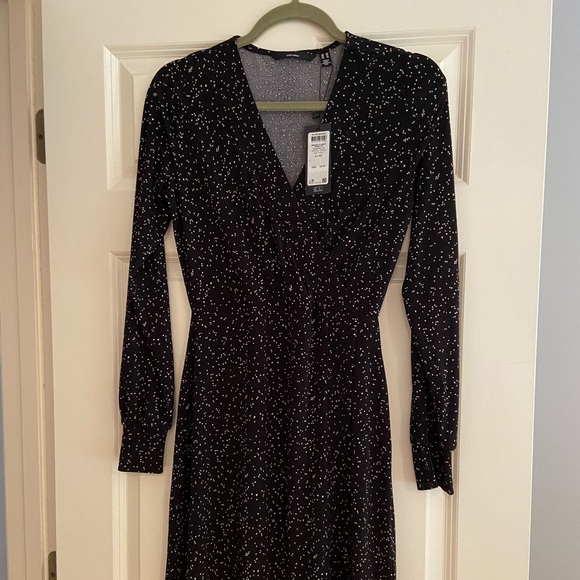 VERO MODA Printed Faux-wrap Dress In Black/ivana Print- NEVER WORN - Picture 3 of 4